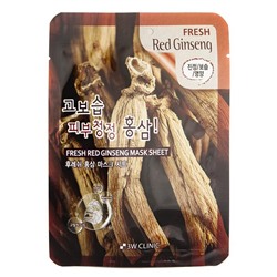3W CLINIC Маска тканевая д/лица  с экстр.красн.женьшеня  Fresh Red Gingeng Sheet mask 23л АКЦИЯ! СКИ