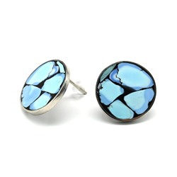 Серьги "Мозаика" из бирюзы 18мм.