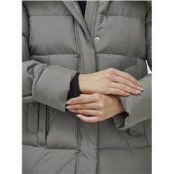 Куртка женская зимняя с мехом енот премиум класса серого цвета 386Sr