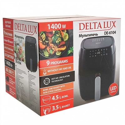 Мультипечь электрическая 1400 Вт, 3,5 л DELTA LUX DE-6104 черная