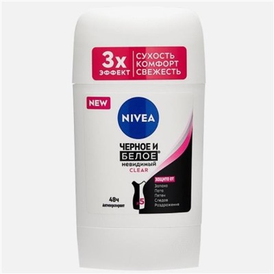 Дез.50мл стик women Невидимая защита д/черного и белого Clear Nivea