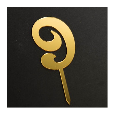 Топпер "Цифра 9" фигурный золото 5*8 см