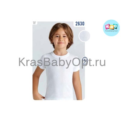 Футболка белая рибана для мальчика