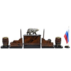 Настольный набор из обсидиана "Медведь" 950*340*280мм