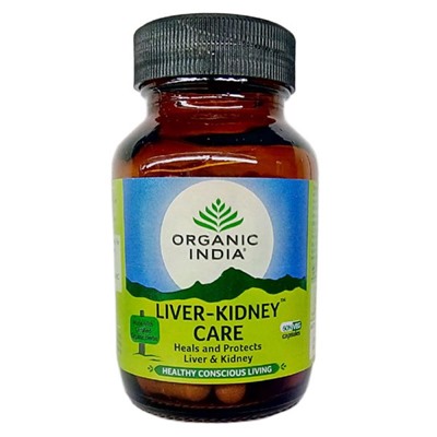 LIVER-KIDNEY CARE, Protects, Heals & Rejuvenates, Organic India (ЛИВЕР-КИДНЕЙ КЕА, Защищает, оздоравливает и омолаживает печень, Органик Индия), 60 капс.