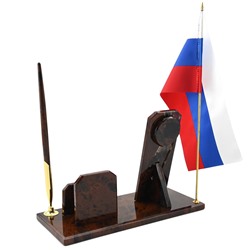 Письменный прибор из обсидиана с часами "Майор" 235*95*310мм