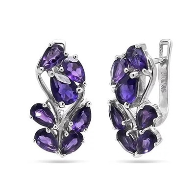 Серьги из серебра аметист, Брюнетка