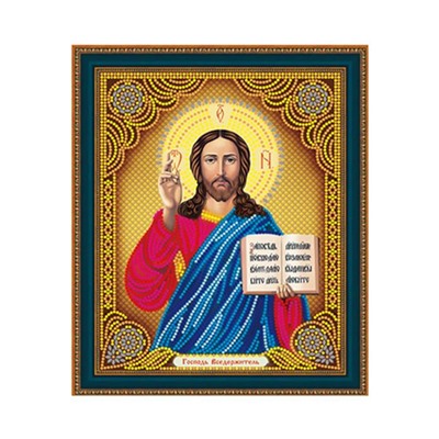 Алмазная мозаика на подрамнике 27*33см Икона Господь Вседержитель AL8725