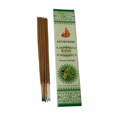 BASIL Masala Incense, Ayurvedic (БАЗИЛИК масала благовония, Аюрведик), уп. 15 палочек.