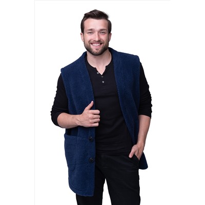 Мужской жилет MEN VEST WOOL, цвет ИНДИГО, цвет СИНИЙ
