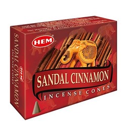 Hem Incense CONES SANDAL CINNAMON (Благовония конусы САНДАЛ с КОРИЦЕЙ, Хем), уп. 10 конусов.