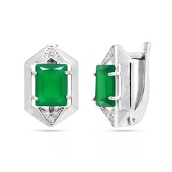 Серьги из серебра зеленый агат, СПН4112