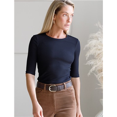 Футболка из трикотажа в широкий рубчик