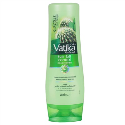 Vatika CACTUS AND GERGIR Hair Fall Control Conditioner, Dabur (Ватика КАКТУС И РУККОЛА Кондиционер КОНТРОЛЬ ВЫПАДЕНИЯ для ломких, выпадающих и ослабленных волос, Дабур), 200 мл.
