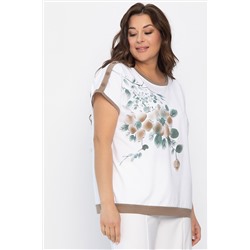 Блуза Далия (бело-коричневая) Б13803-20М