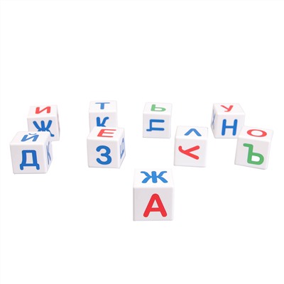 Развивающие пластиковые кубики для малышей Учись играя «Азбука» (12 штук)