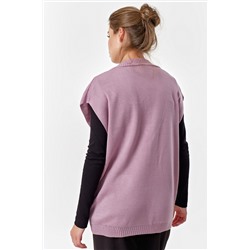 Жилет вязаный оверсайз с v-вырезом сиреневый