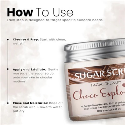 CHOCO EXPLOSION Sugar Scrub, Luster (ШОКОЛАДНЫЙ ВЗРЫВ сахарный скраб для лица, Ластер), 200 г.