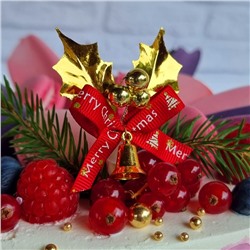 Украшение колокольчик «Merry Christmas» с золотыми листочками