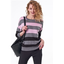 Джемпер вязаный классический в полоску сиреневый