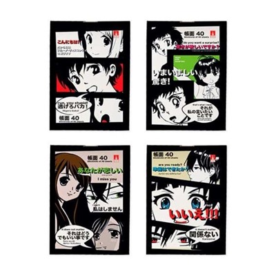 Блокнот на гребне карт.обложка  А6  40листов Manga Anime клетка (вып. по 2шт.) 3-40-719