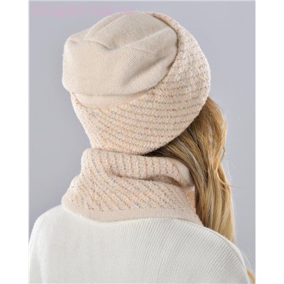 Мохер мульти отворот полоска термо Комплект флис (шапка+снуд) (56-58)