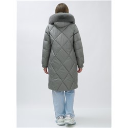 Пальто женское зимние с мехом песец люкс класса серого цвета 1316Sr