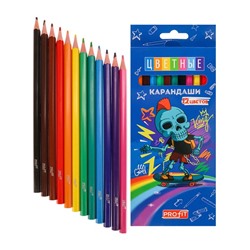 Карандаши цветные 12 цв. Profit Skeleton`s king пластик Проф-Пресс КЦ-1491