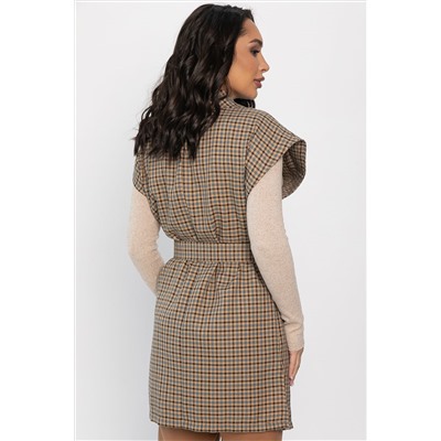 Жилет костюмный Жюлли (бежевый/клетка) Б14490-4М
