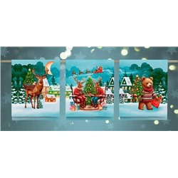 К-т полотенец "Праздник к нам приходит" 50*60 см. - 3 шт. рогожка хлопок 100%