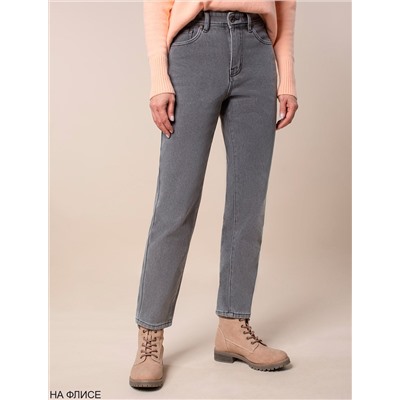 Джинсы mom-fit на флисе