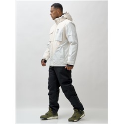 Горнолыжный костюм мужской зимний белого цвета 392Bl