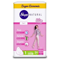 SLEEPY NATURAL Прокладки гигиен. Slim Ультра тонкие Нормал 5к. 24шт ДУО (Турция)