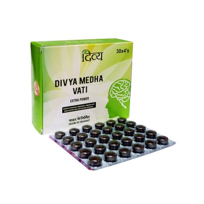 MEDHA VATI Extrapower, Divya (МЕДХА ВАТИ, тоник для улучшения работы мозга, памяти, сосудов, Дивья), 120 таб.