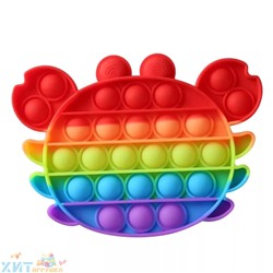 POP IT antistress Сенсорная игрушка КРАБИК радужный / Вечная пупырка, popit_crab