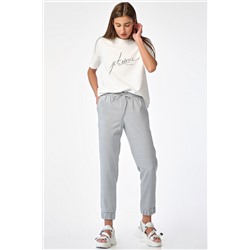 Джоггеры с лампасами в клетку серые