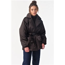 Куртка демисезонная с поясом черная