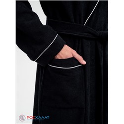 Мужской махровый халат с кантом черный МЗ-33 (100)