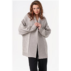 Кардиган вязаный оверсайз теплый без застежки светло-серый