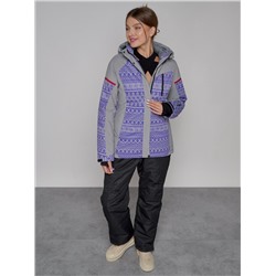 Горнолыжная куртка женская зимняя фиолетового цвета 2272F