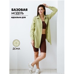 Женская муслиновая удлиненная рубашка светло-зеленая