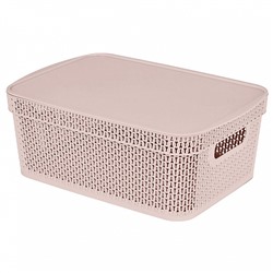 Корзина для хранения Keeplex Ajur с крышкой 11 л, 38×27×14,3 см KL411511005 бежевый топаз