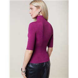 Водолазка тонкой вязки в рубчик из хлопка с нейлоном