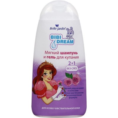 BELLE JARDIN BiBi Dream Шампунь детский+гель д/купания 2в1 Календула, миндаль (роза) 300мл