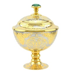 Подарочная сахарница с малахитом 115*115*160мм