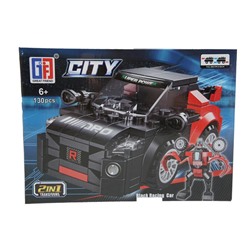 Конструктор City 2в1  Трансформер Черная Спортивная машина  130дет. 21*15,5/ коробка 123-439