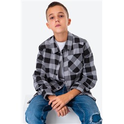 Рубашка в клетку для мальчика из футера двухнитки Happyfox