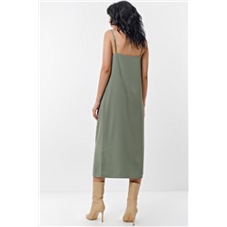 Платье-сорочка на тонких бретелях хаки