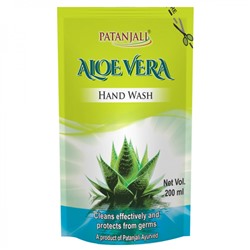 ALOE VERA Hand Wash, Patanjali (АЛОЭ ВЕРА жидкое мыло для рук, Патанджали), пакет, 200 мл.