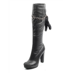 SU1506-16-V176 BLACK Сапоги демисезонные женские (натуральная кожа, байка) размер 37